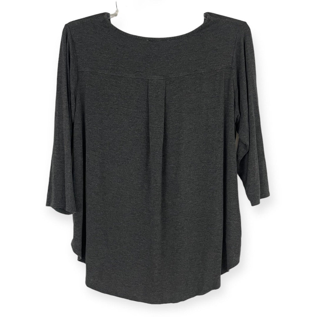 Philosophy Soft & Stretchy Grey Cropped Sleeve Scoop Neck Blouse