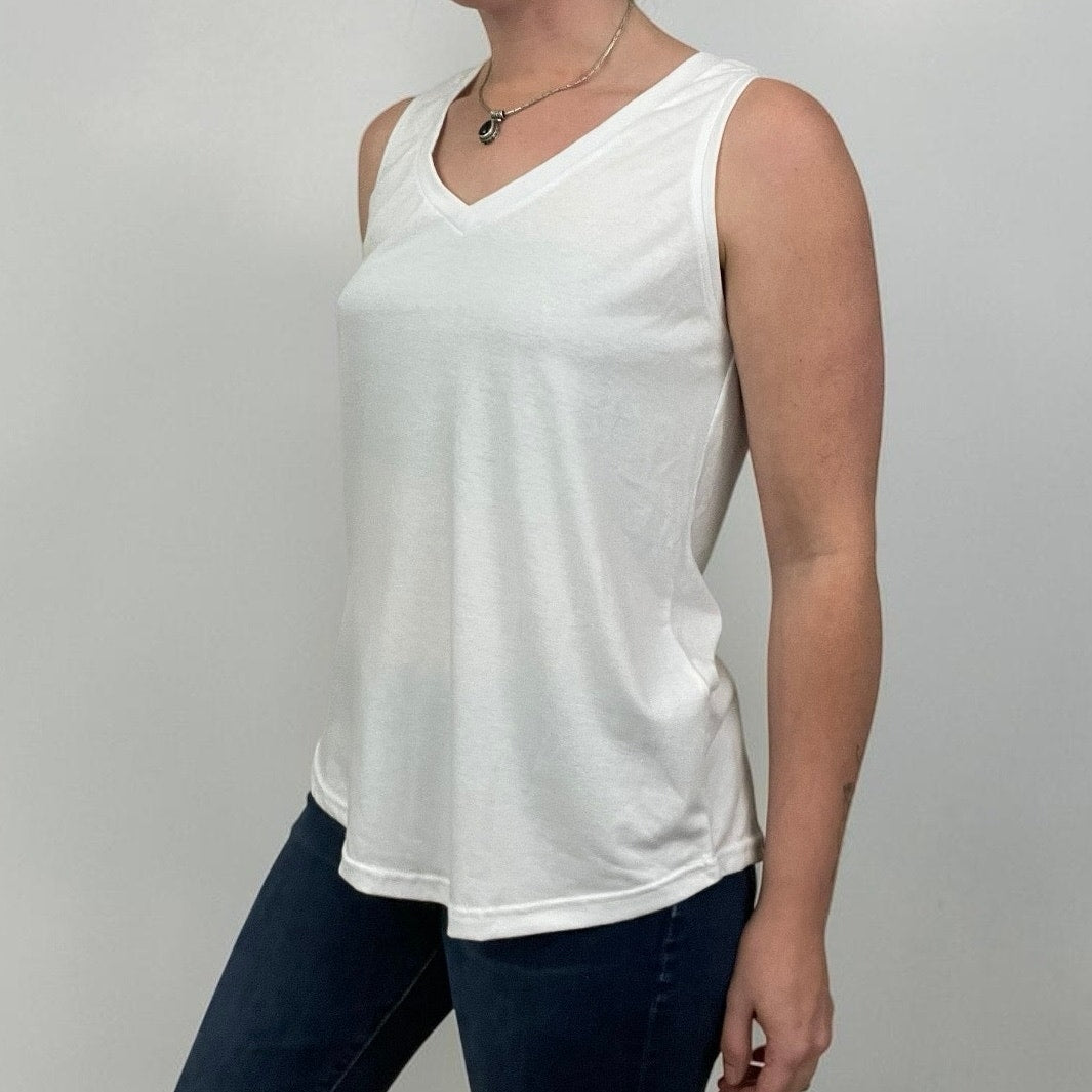 White V-Neck Tank Top
