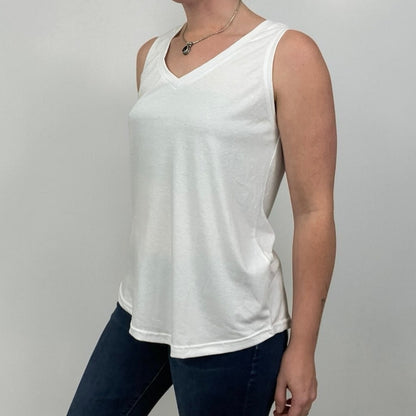 White V-Neck Tank Top