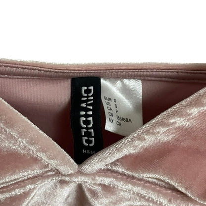 Divided by H&M Pink Crushed Velvet Cropped Plunge V-Neck Tank Top