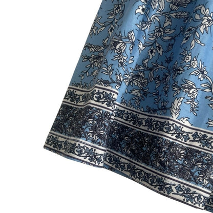 Blue Floral Boho Strapless Mini Dress