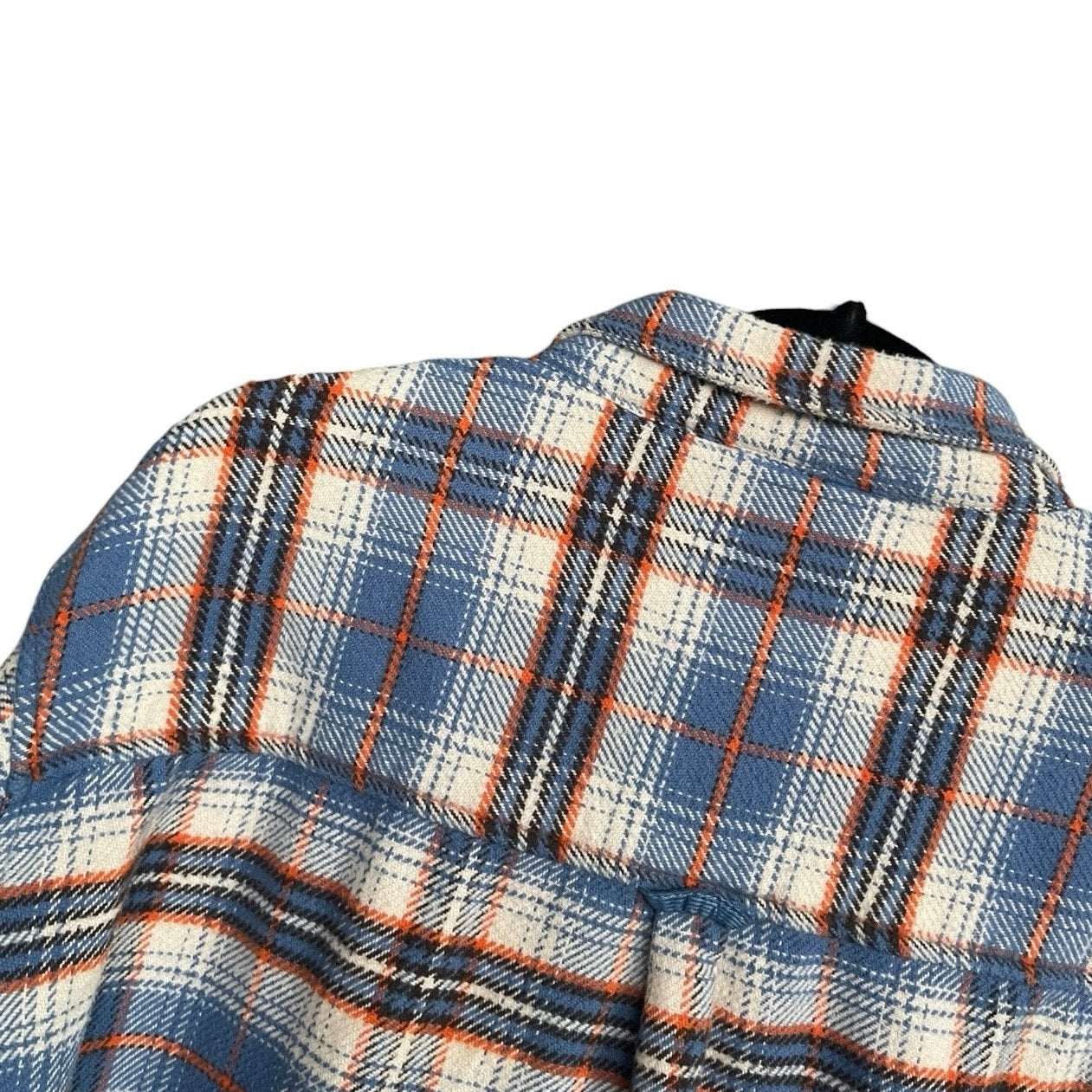 American Eagle Mens Blue & Orange Plaid Thick Button Down Shirt