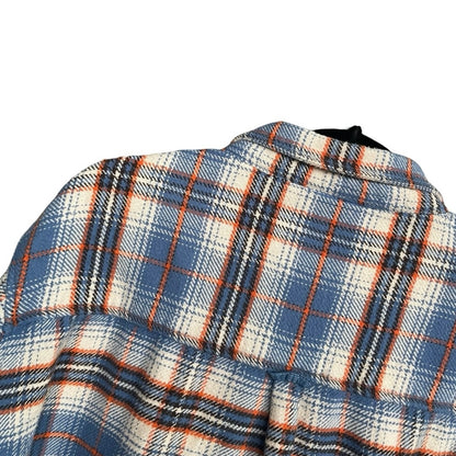 American Eagle Mens Blue & Orange Plaid Thick Button Down Shirt