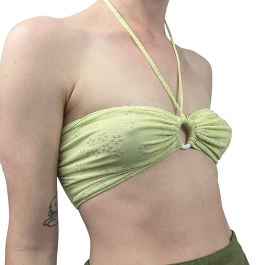 Lucy In The Sky Yellow Floral Halter Neck Bandeau O-Ring Top