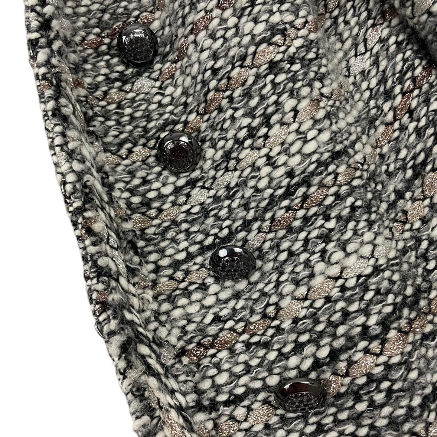 Doncaster Grey & Glittery Gold Tweed Wool Woven Button Down Jacket
