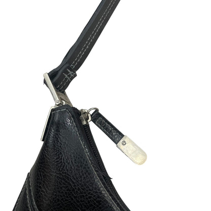 Black Vinyl Faux Leather Blue M Shoulder Bag
