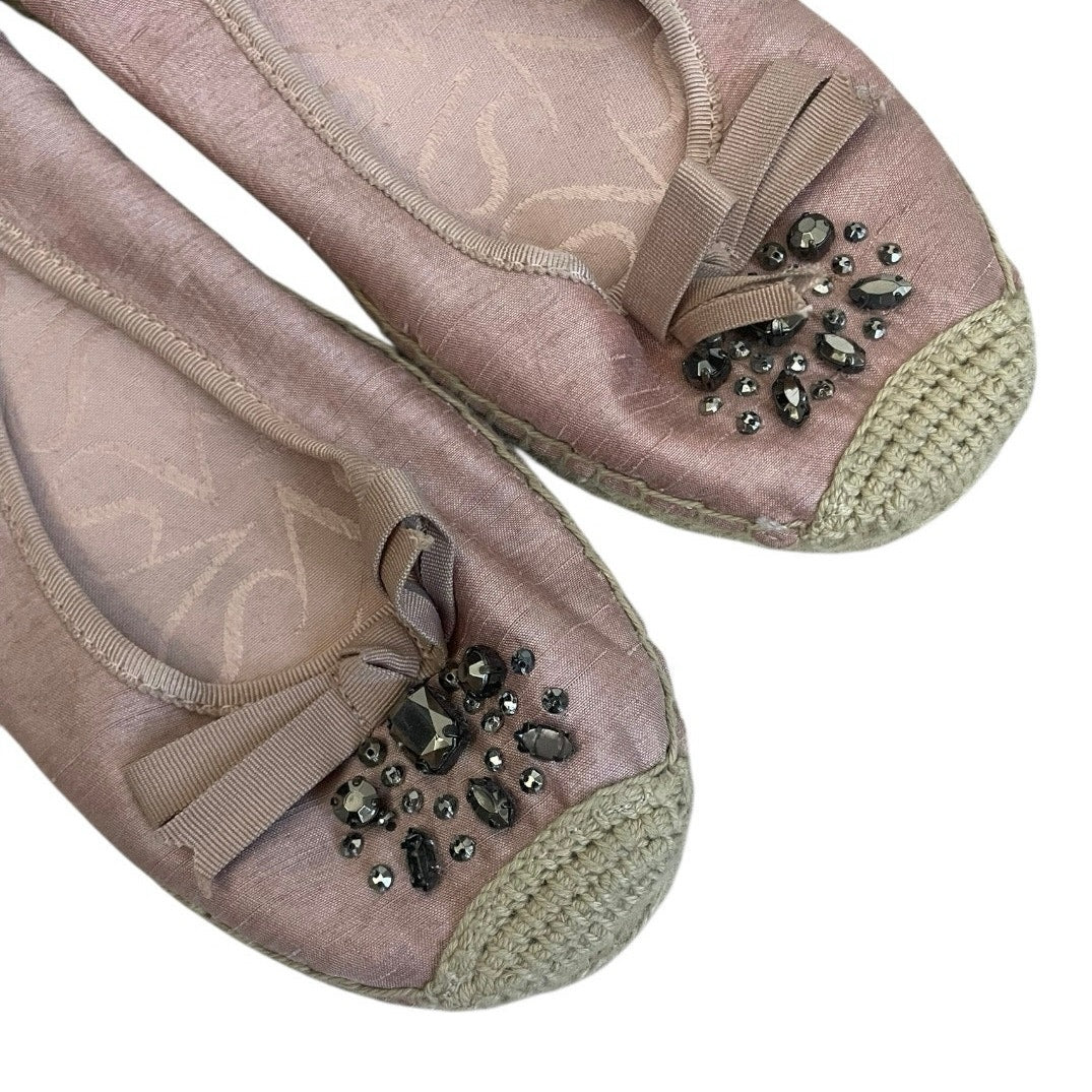Simply Vera Vera Wang Svorla Pink Rhinestone Beaded Embellished Bow Flats