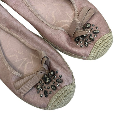 Simply Vera Vera Wang Svorla Pink Rhinestone Beaded Embellished Bow Flats