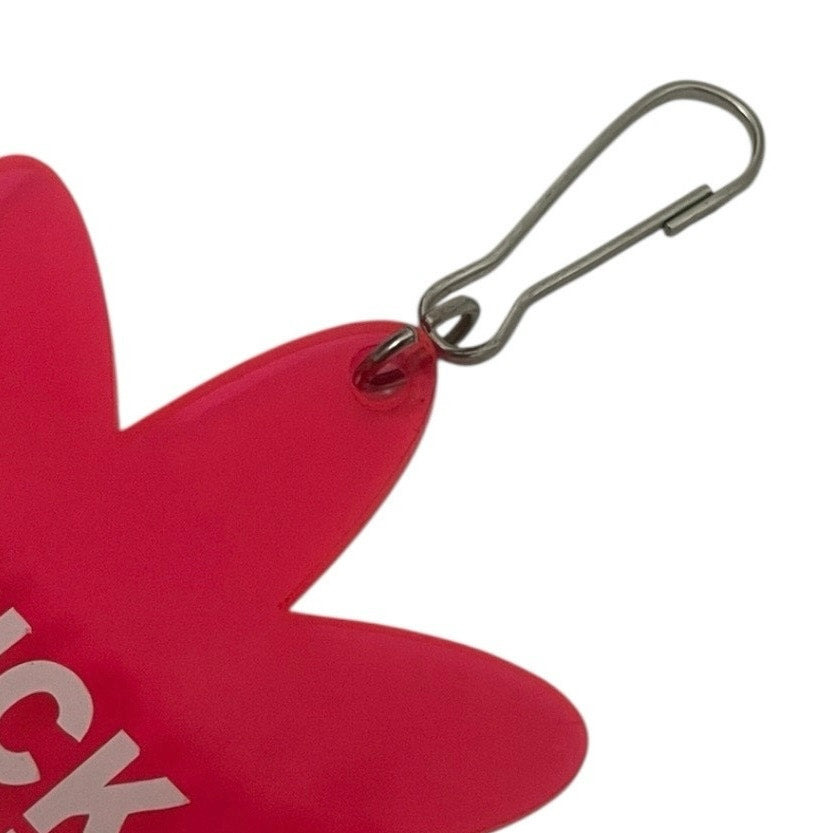 F*CK YEAH Pink Flower Clear Plastic Keychain