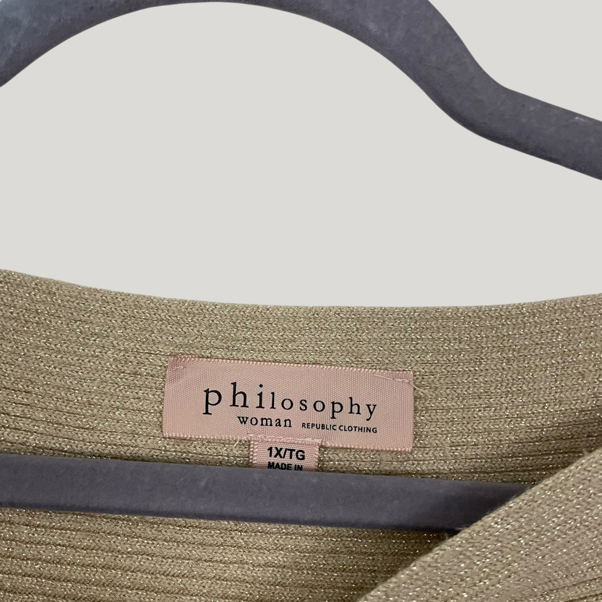 Philosophy Beige & Gold Metallic Knit Sweater
