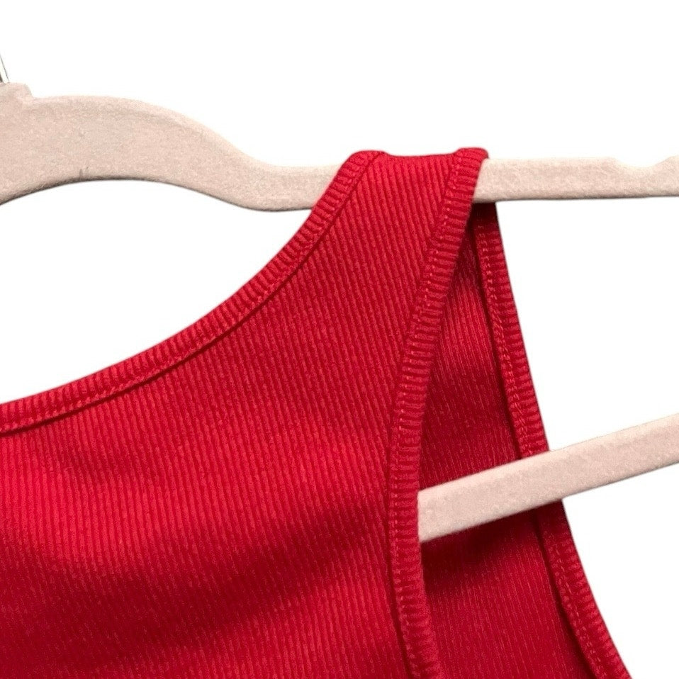 SHEIN Red Cropped Graphic Ribbed Tank Top