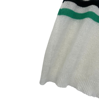 Bibi Cream Striped Colorful Striped Sheer Knit Top