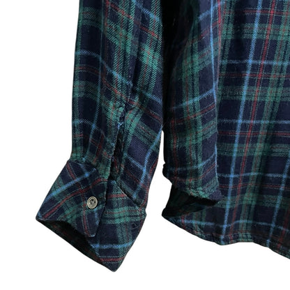 William Rast Missy Blue & Green Plaid Long Sleeve Button Down Shirt