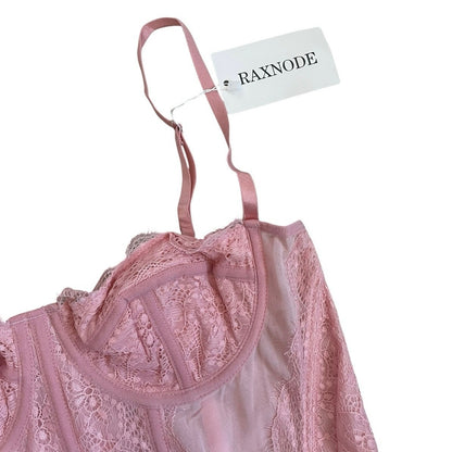 NWT Raxnode Pink Lace Corset Top