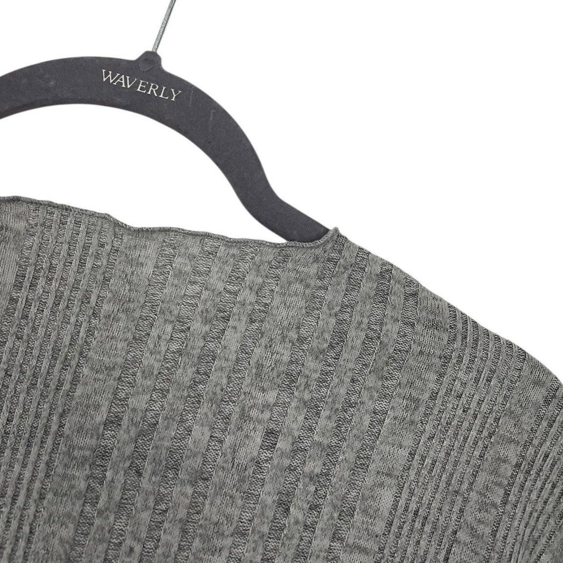 Grey Ribbed Cropped V-Neck Long Sleeve Top