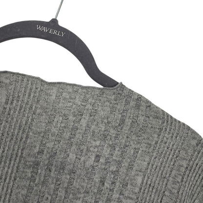 Grey Ribbed Cropped V-Neck Long Sleeve Top