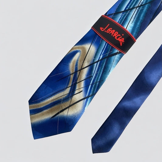 NWT J. Garcia Blue Desert Storm Collection 58 Silk Mens Neck Tie