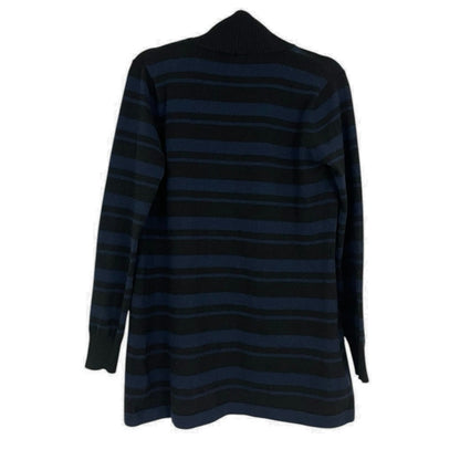 Metaphor Navy Blue and Black Striped Knit Cardigan Sweater