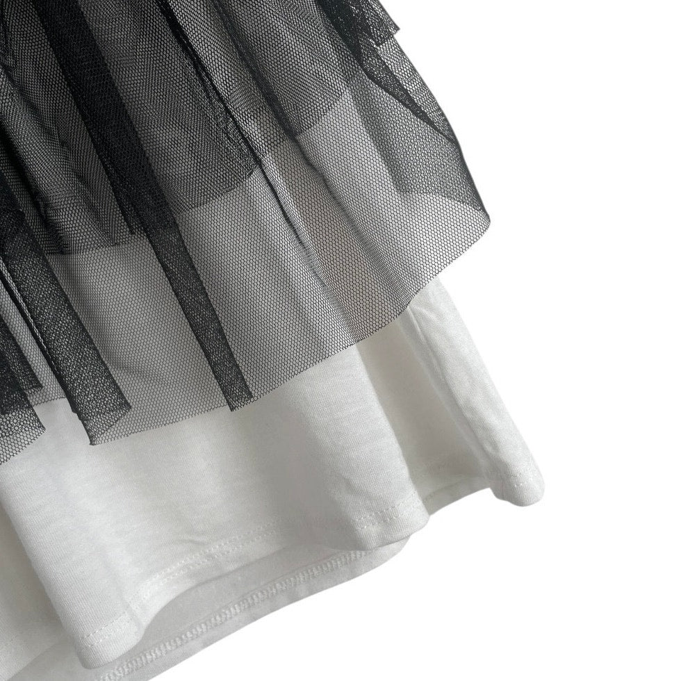 Melrose and Market Black & White Layered Mesh Top