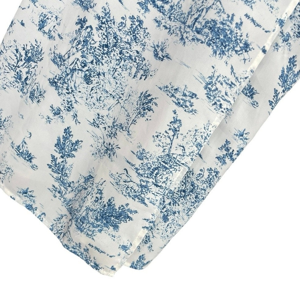 NWOT Cider Blue & White Boho Side Slit Ruffled Sleeve A-Line Midi Dress