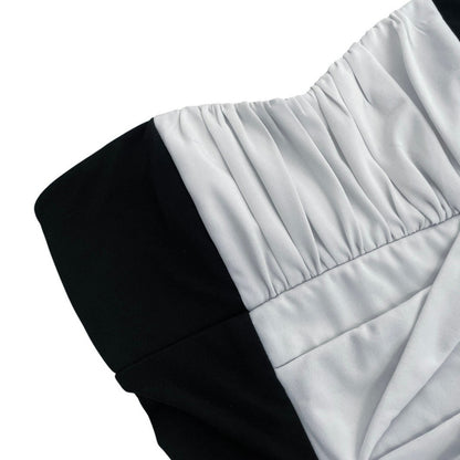 Ruby Rox Black & White Ruched Bodycon Strapless Mini Dress