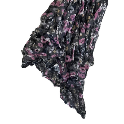 Sheer Black & Pink Floral Thin Scarf