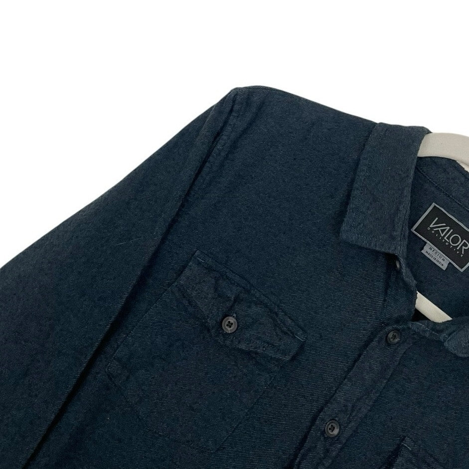 Valor Mens Dark Blue Long Sleeve Button Down Shirt