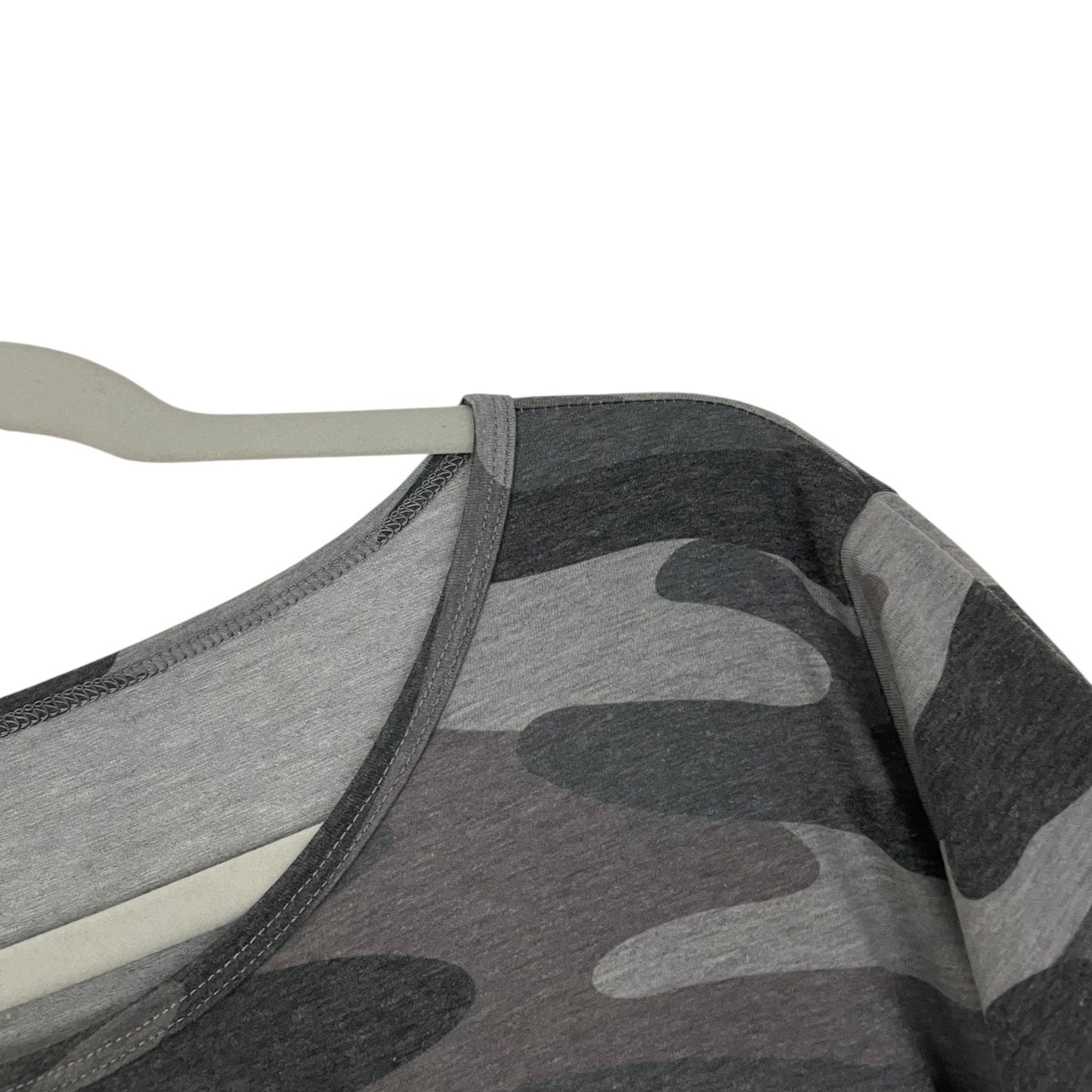 Grey Camouflage Print Tiered Flutter Sleeve T-Shirt Mini Dress