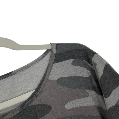 Grey Camouflage Print Tiered Flutter Sleeve T-Shirt Mini Dress
