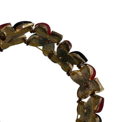 Red Black & Gold Gemstone Stretch Bracelet