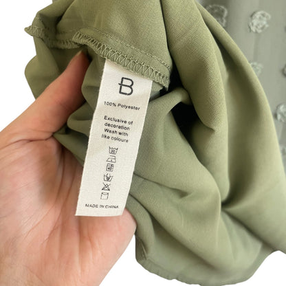 Sage Green Swiss Dot Sheer Ruffle Flutter Sleeve V-Neck Mini Dress