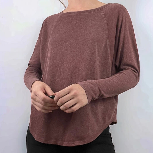 Lilla P Soft Maroon Long Sleeve Oversized Blouse