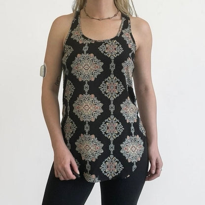 Mossimo Sheer Black Medallion Print Boho Tank Top