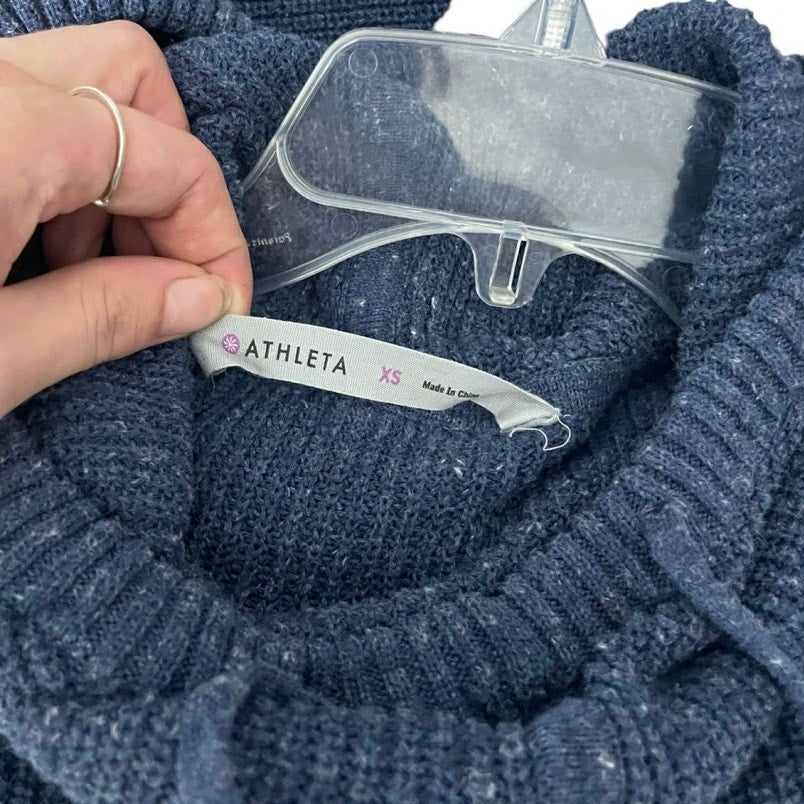 Athleta Navy Blue Soft Knit Sleeveless Hoodie