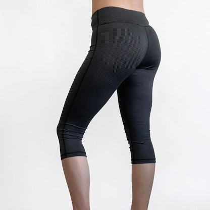 Danskin Now Grey Striped Dri More Active Capri Cropped Leggings