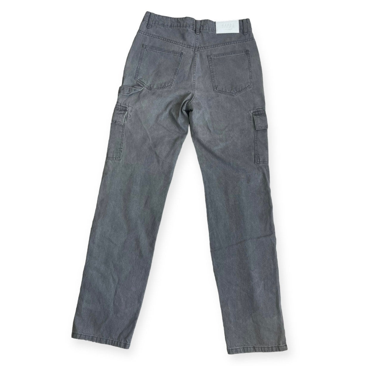 Boohoo Man Mens Grey Cargo Denim Pants