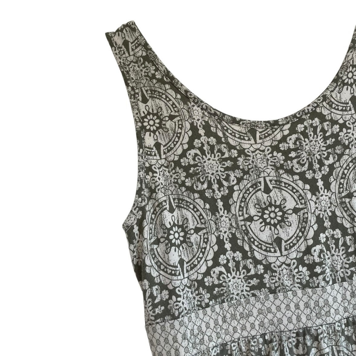 Sonoma Olive Green Medallion Print Boho Maxi Everyday Dress