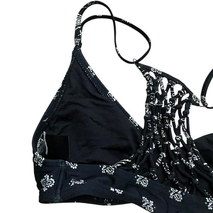 Metal Mulisha MCMXCIX Black & White Paisley Boho Strappy Racerback Bikini Top