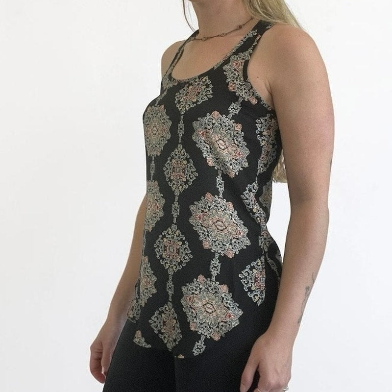Mossimo Sheer Black Medallion Print Boho Tank Top