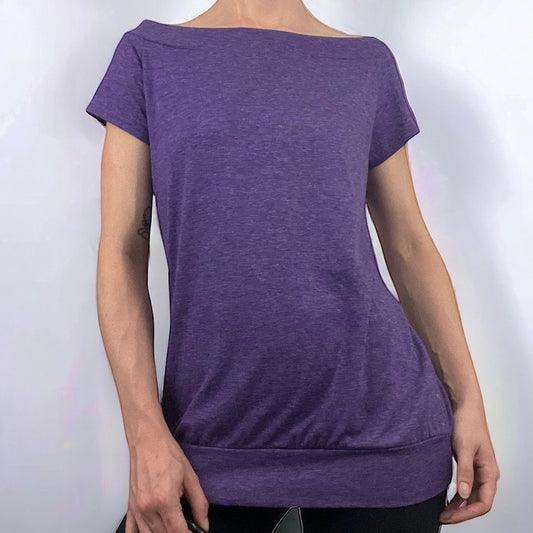 Halife Soft Purple Off the Shoulder Short Sleeve Blouse