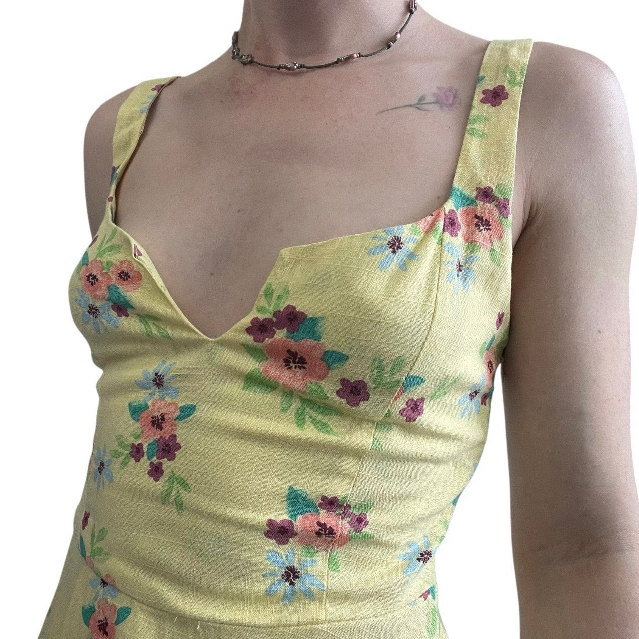 NWT Forever 21 Yellow Floral A-Line Romper