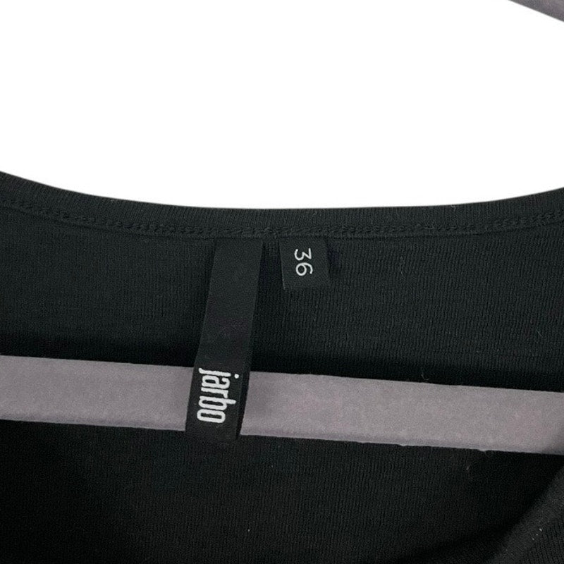 Jarbo Black Cropped Sleeve Crewneck Blouse