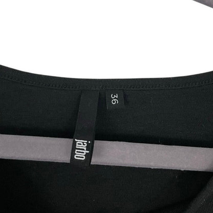 Jarbo Black Cropped Sleeve Crewneck Blouse