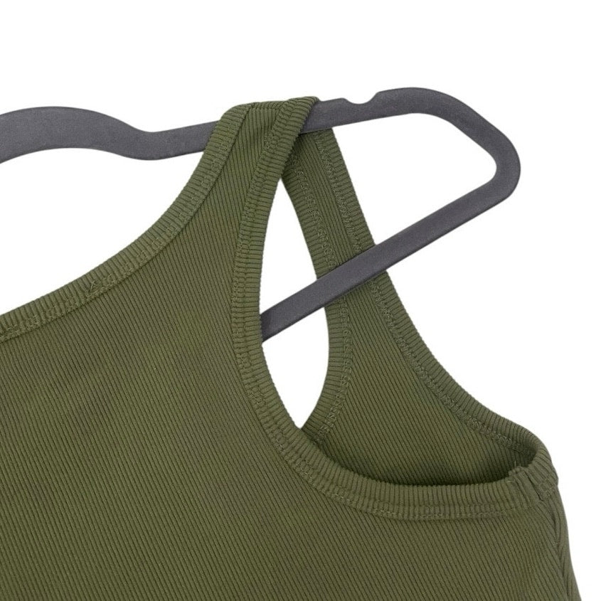 The Workshop Green Ribbed Cropped Tank Top