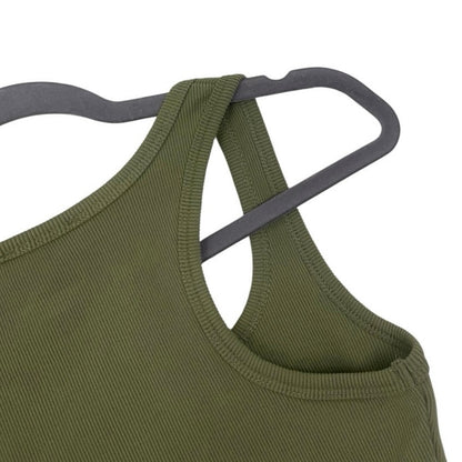 The Workshop Green Ribbed Cropped Tank Top