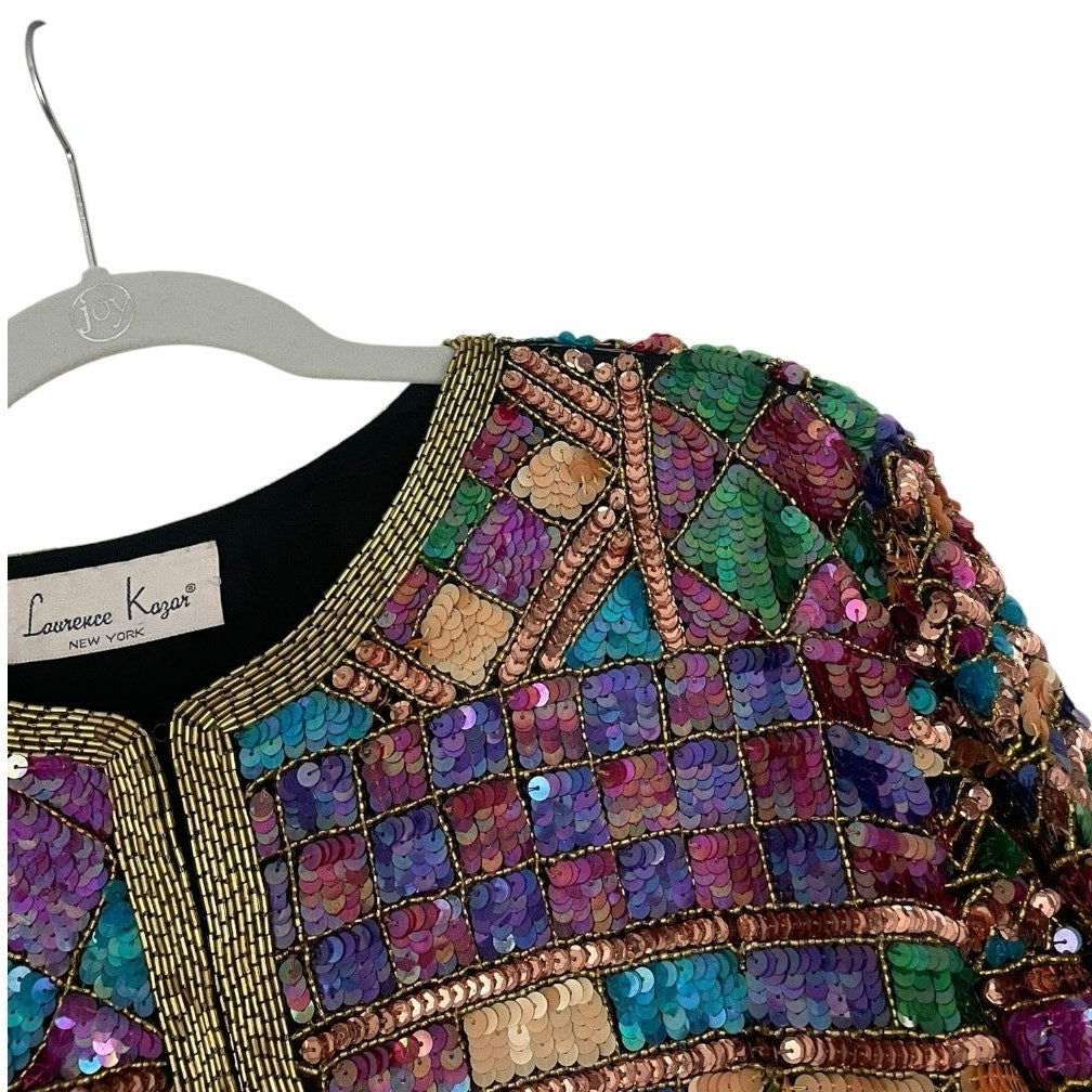 Laurence Kazar Vintage Geometric Sequin Beaded Evening Jacket