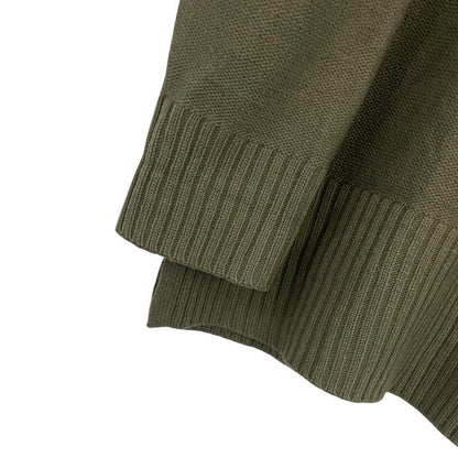 Merokeety Olive Green Knit Pullover Crewneck Sweater