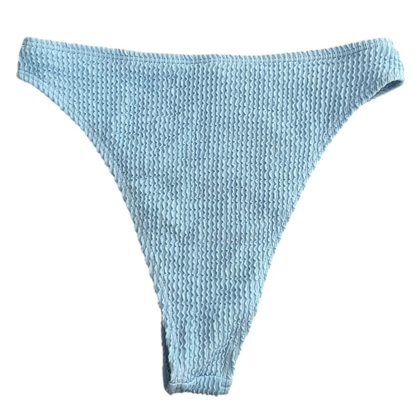 Light Blue Ruffled Ribbed Bikini Bottoms