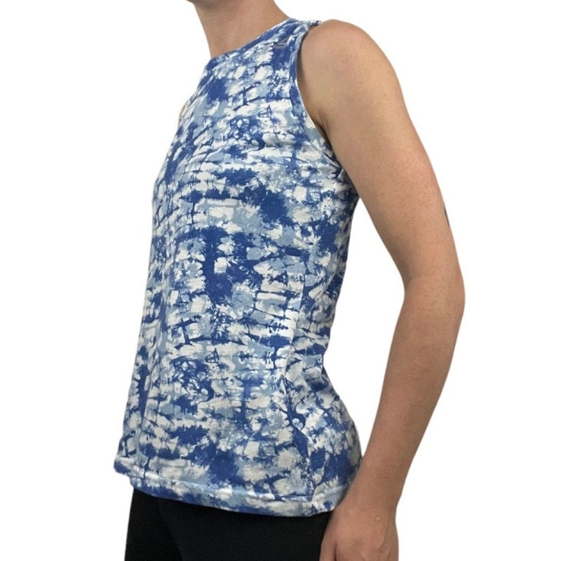 Reebok Soft Blue and White Tie Dye Tank Top