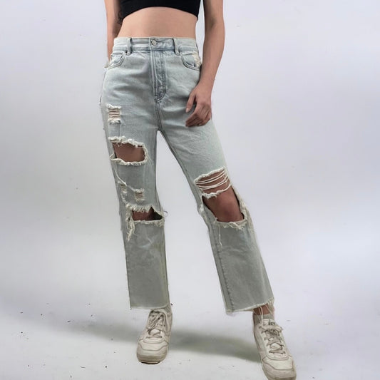 Pacsun Light Wash High Rise Straight Leg Distressed Jeans